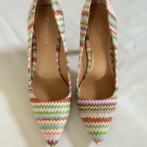 Charles David Multi Colour Pointed Toe Heels - Sz8 US